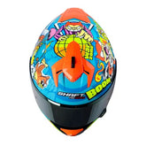 Casco Shaft Pro 610Dv Evo Warz One Azul Naranja Visor Iridium Dorado 2